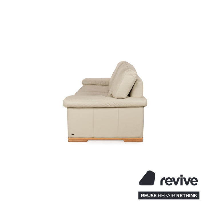 Leder Zweisitzer Beige Sofa Couch