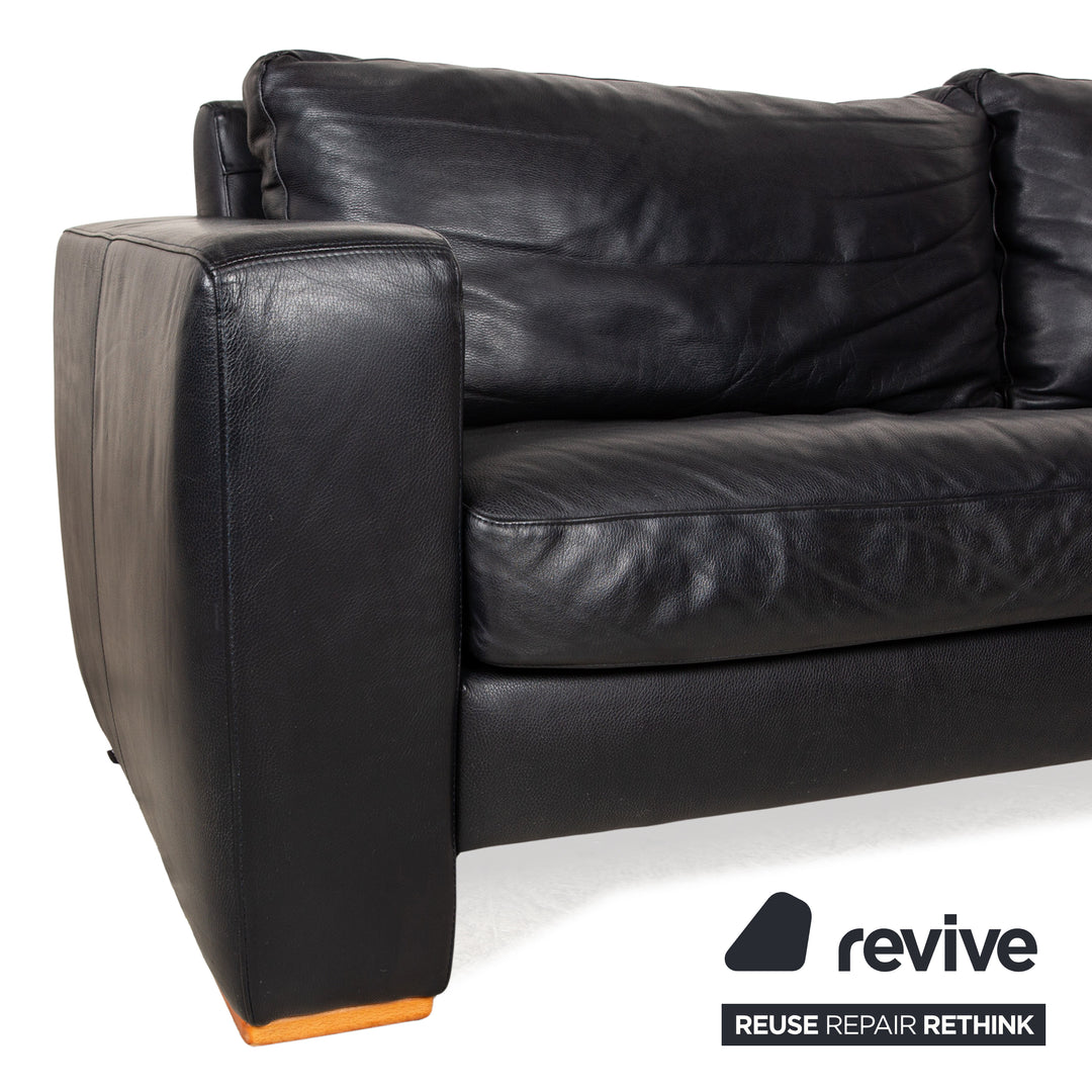 Lederland Leather Three-Seater Black