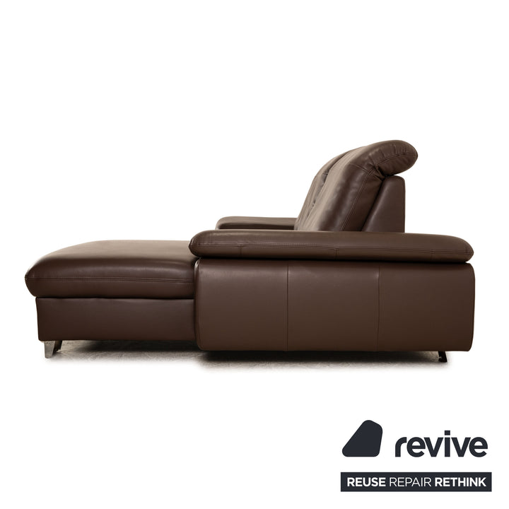 Lederland Leather Corner Sofa Brown Recamiere Right Sofa Couch