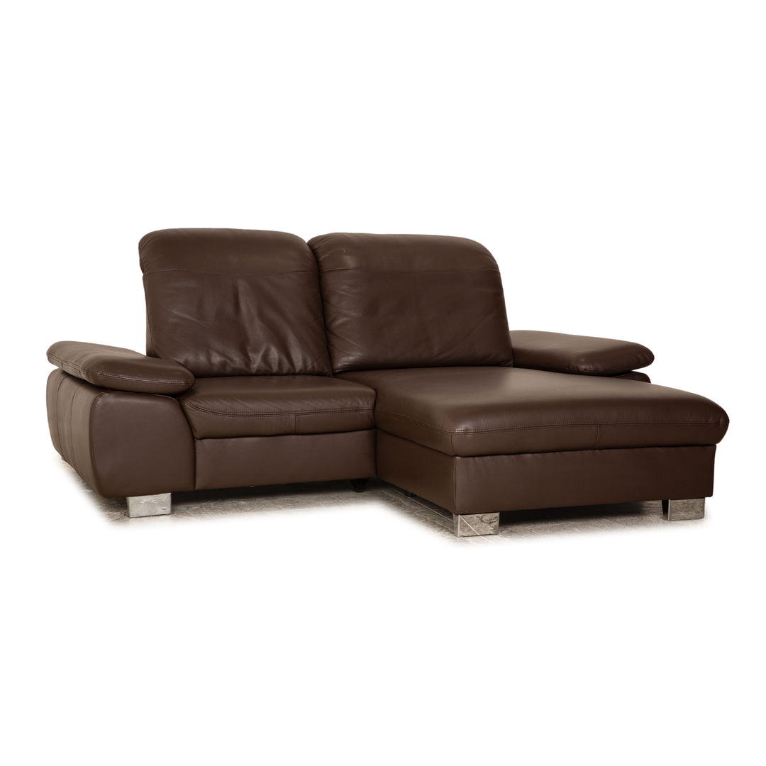 Lederland Leather Corner Sofa Brown Recamiere Right Sofa Couch