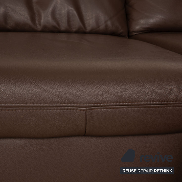 Lederland Leather Corner Sofa Brown Recamiere Right Sofa Couch