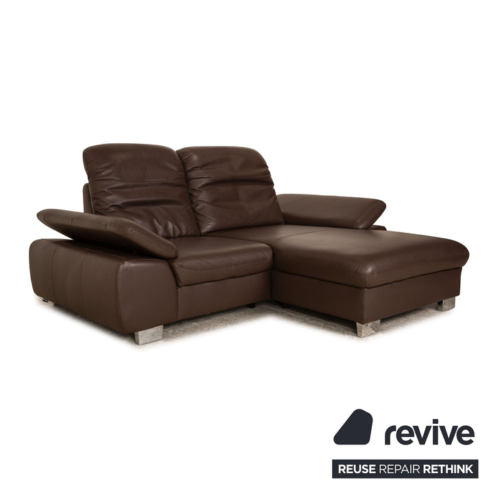 Lederland Leather Corner Sofa Brown Recamiere Right Sofa Couch