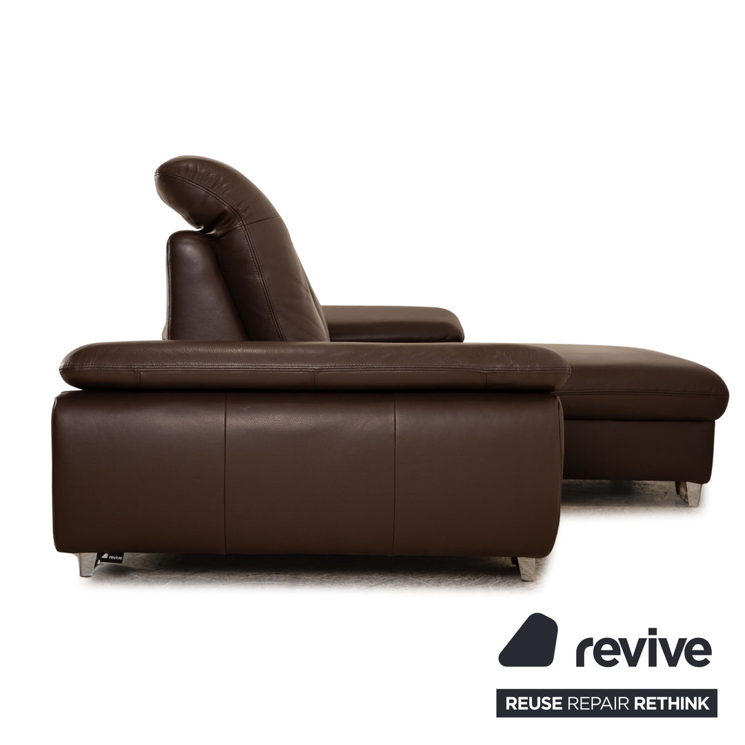 Lederland Leather Corner Sofa Brown Recamiere Right Sofa Couch