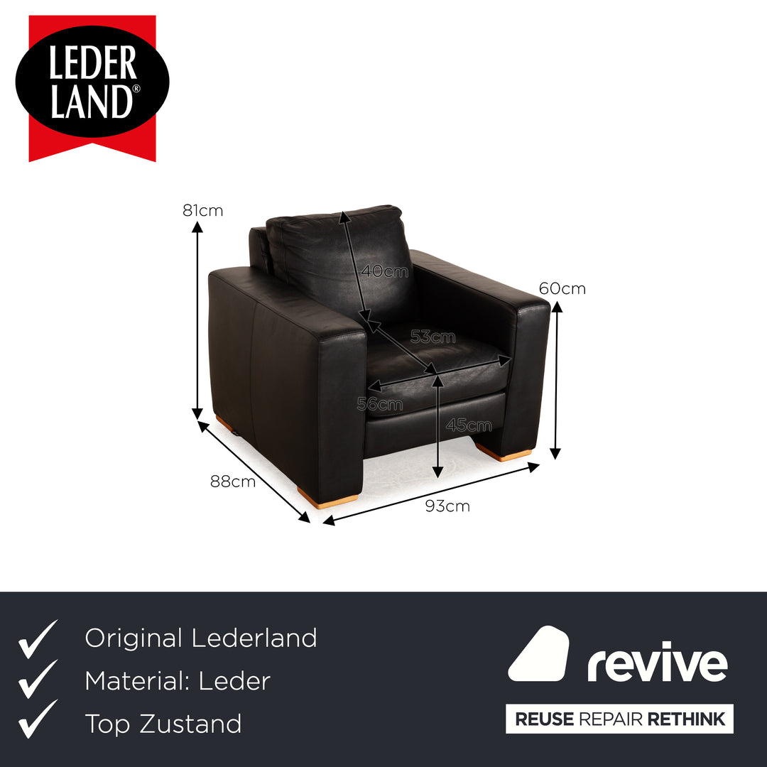 Lederland Leather Armchair Black