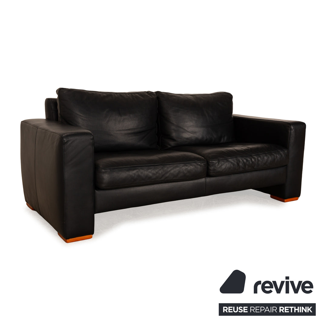 Lederland Leder Zweisitzer Schwarz Sofa Couch