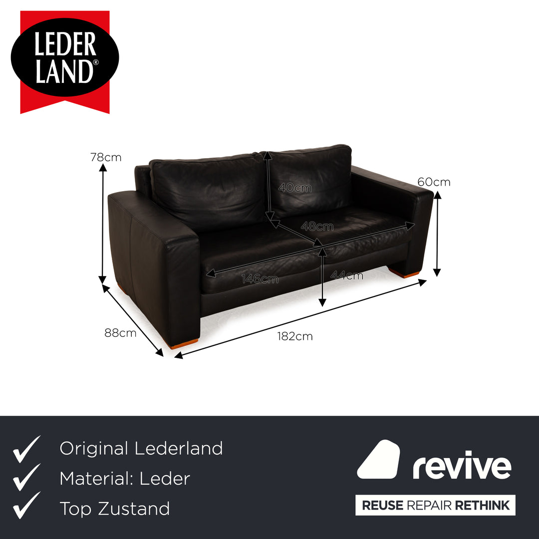 Lederland Leder Zweisitzer Schwarz Sofa Couch