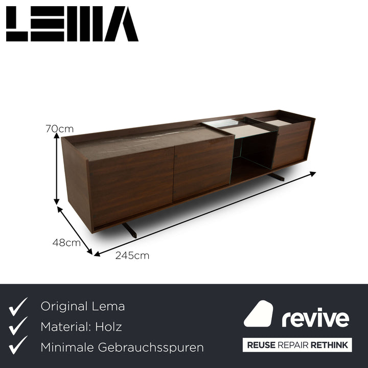 Lema Cases wooden sideboard brown oak marble 245 x 70 x 48 cm