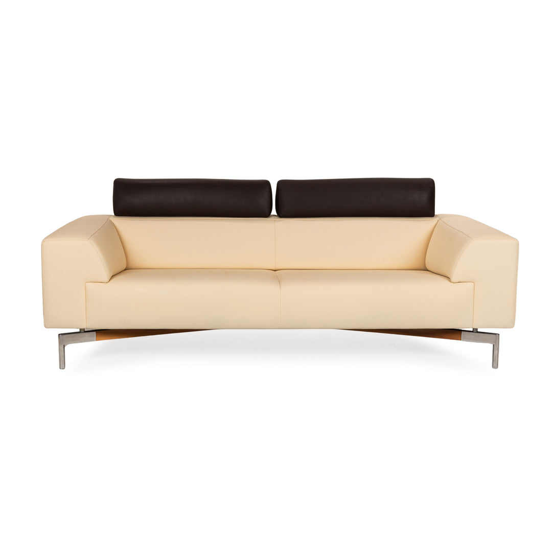 Leoloux Howlo Leder Dreisitzer Sofa Beige manuelle Funktion Sofa Couch