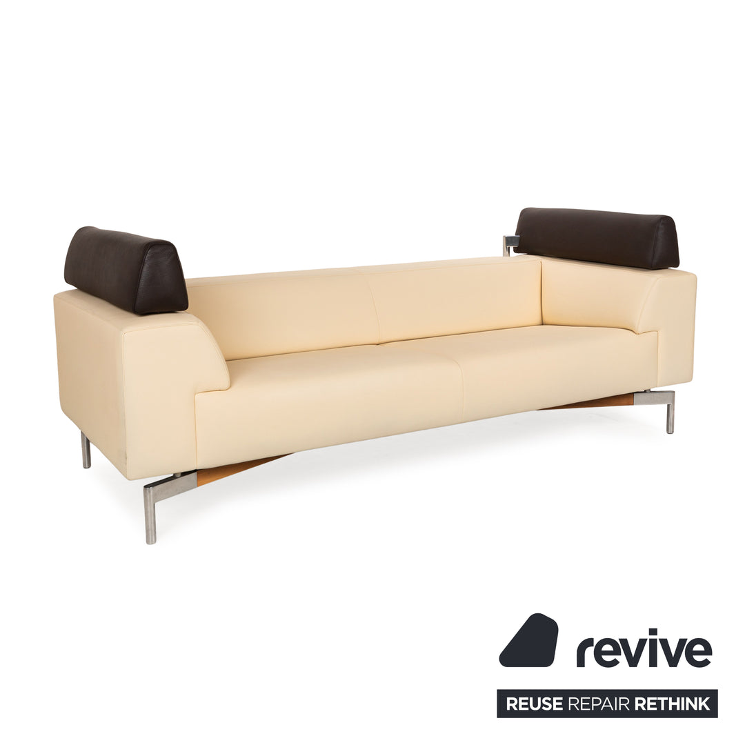 Leoloux Howlo Leder Dreisitzer Sofa Beige manuelle Funktion Sofa Couch