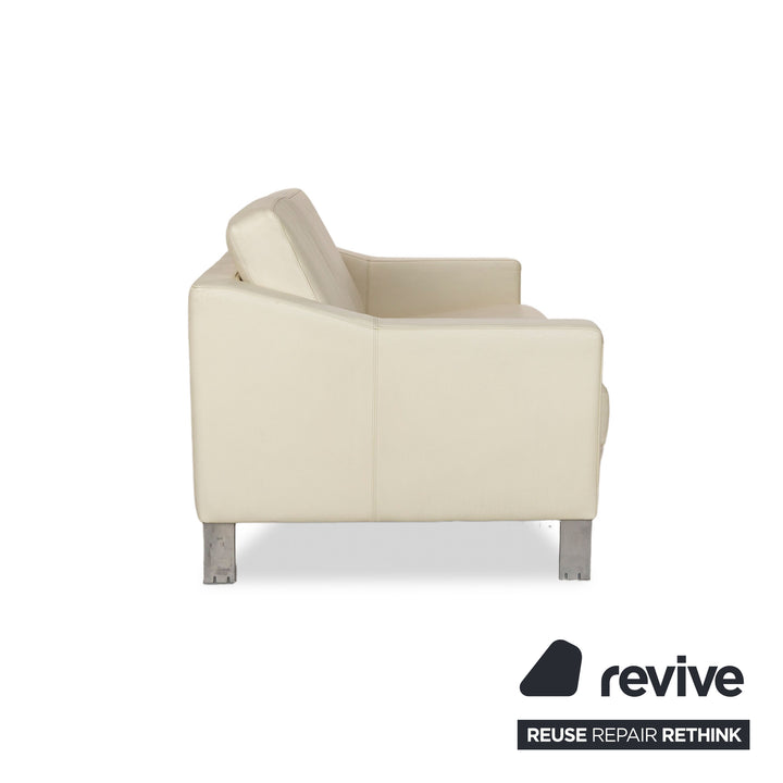 Leolux Antonia Leather Two-Seater Cream Sofa Couch