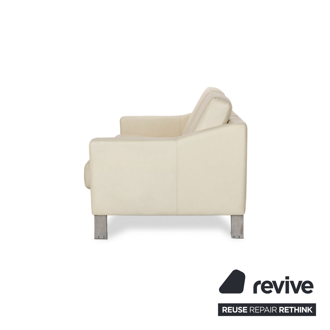 Leolux Antonia Leather Two-Seater Cream Sofa Couch