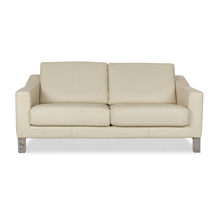 Leolux Antonia Leather Two-Seater Cream Sofa Couch