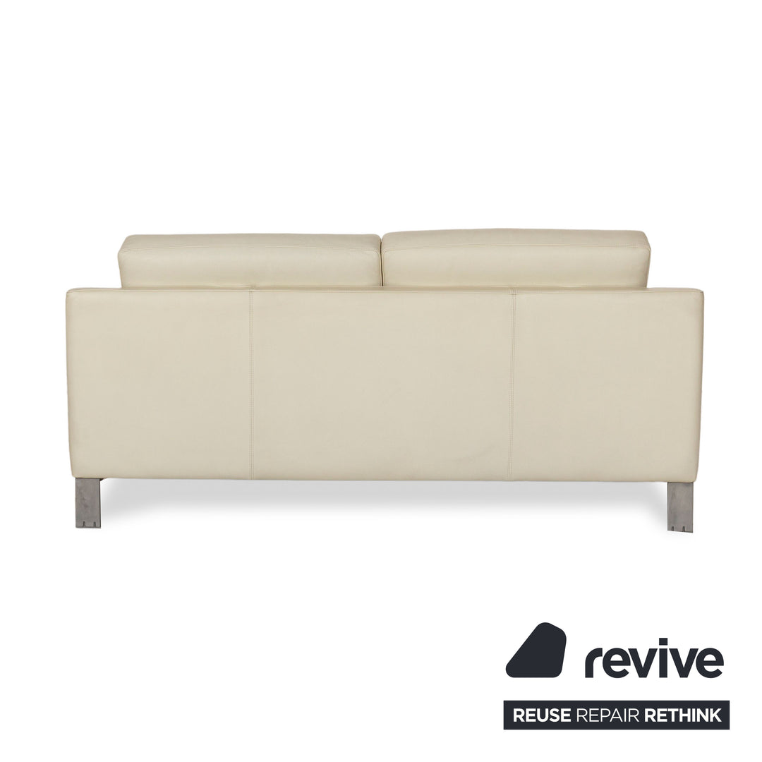 Leolux Antonia Leder Zweisitzer Creme Sofa Couch