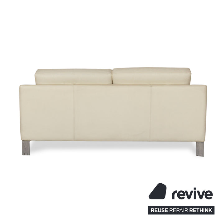 Leolux Antonia Leather Two-Seater Cream Sofa Couch