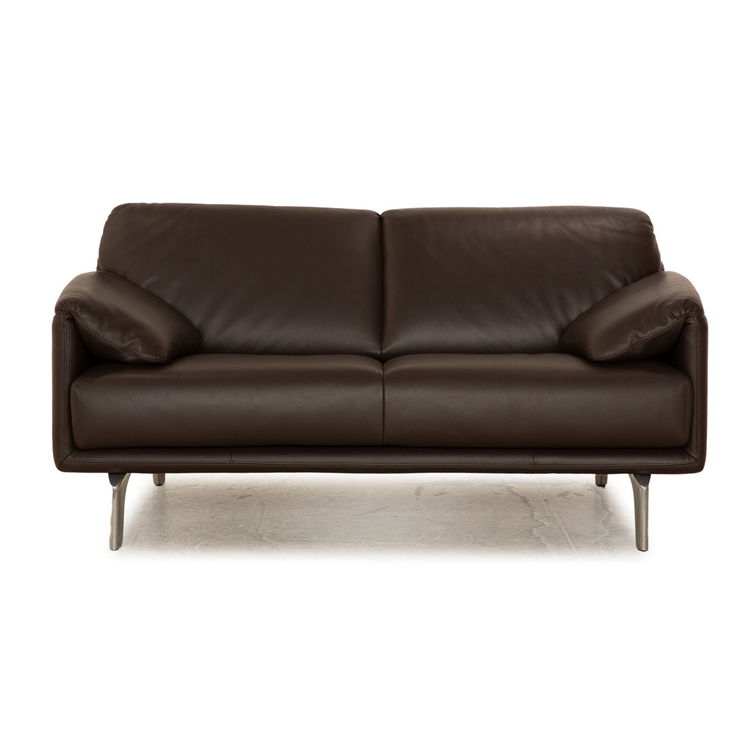 Leolux Bora Balanza Leather Two Seater Brown Dark Brown Sofa Couch