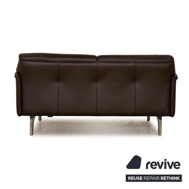 Leolux Bora Balanza Leather Two Seater Brown Dark Brown Sofa Couch