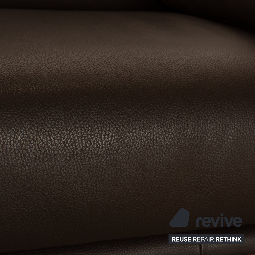 Leolux Bora Balanza Leather Two Seater Brown Dark Brown Sofa Couch