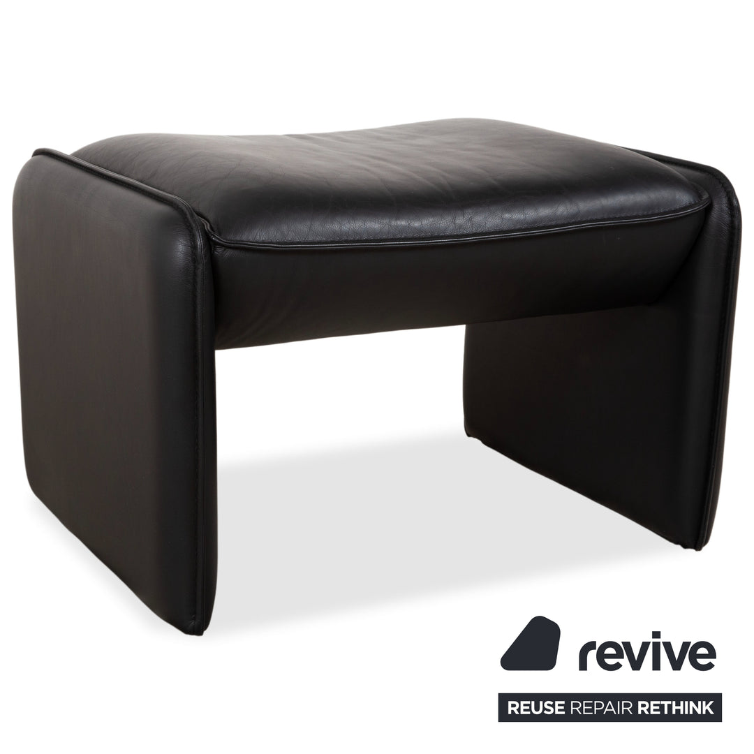 Leolux Bora Leder 2x Hocker Schwarz