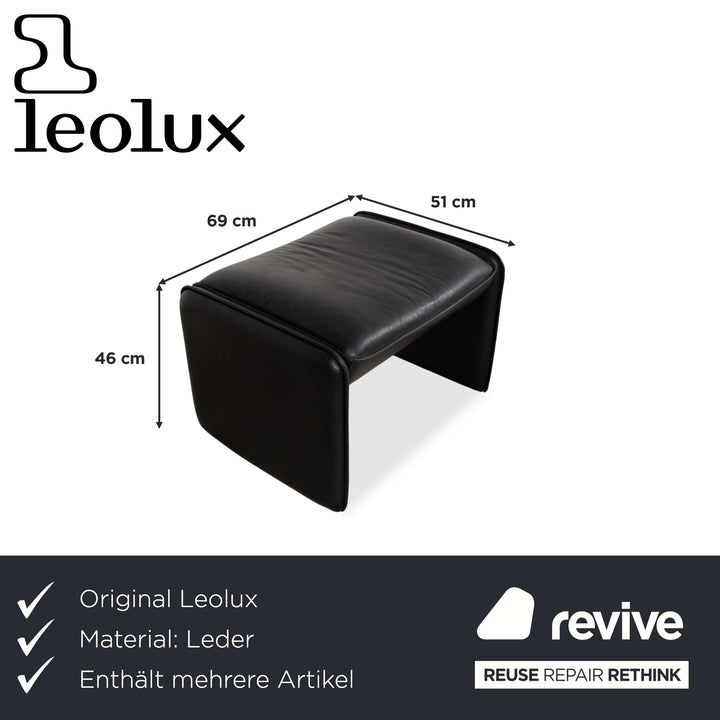 Leolux Bora Leder 2x Hocker Schwarz