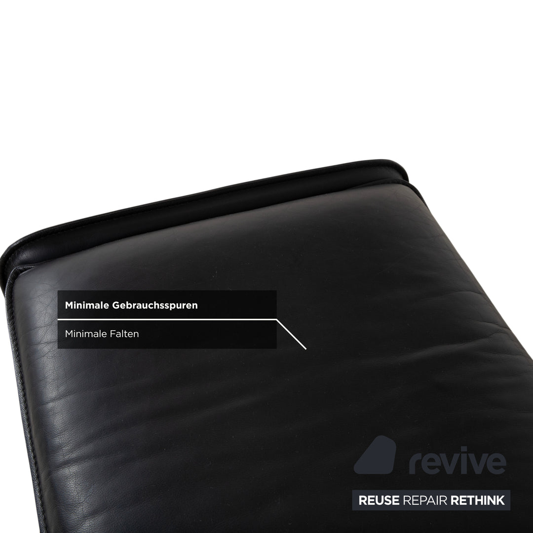 Leolux Bora Leder 2x Hocker Schwarz