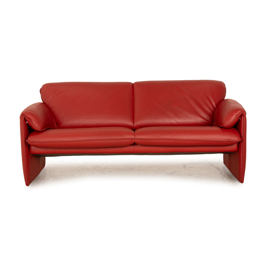 Leolux Bora Leather Three Seater Red Orange Sofa Couch