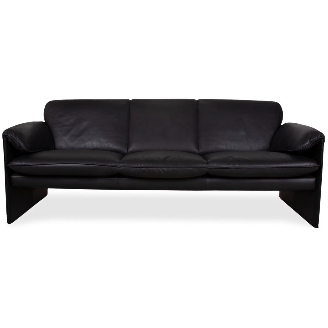 Leolux Bora Leather Three Seater Black Sofa Couch