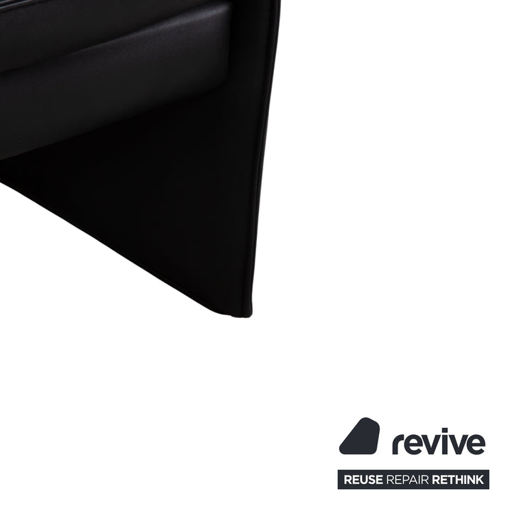 Leolux Bora Leather Three Seater Black Sofa Couch