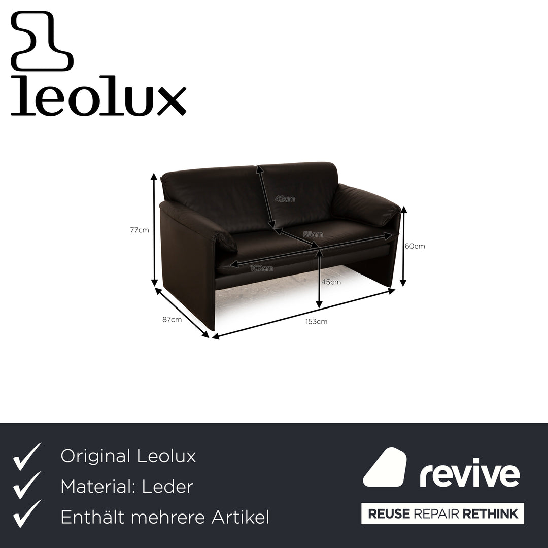 Leolux Bora Leather Sofa Set Black Two-Seater Three-Seater Couch