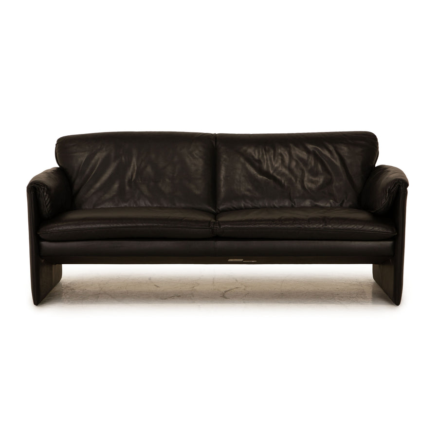 Leolux Bora Leather Two Seater Black Sofa Couch