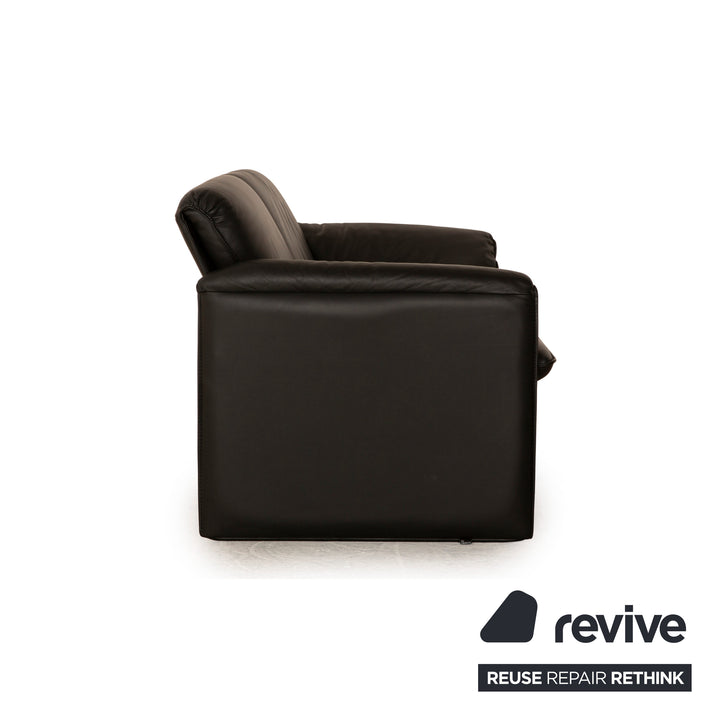 Leolux Bora Leather Two Seater Black Sofa Couch
