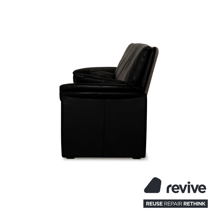 Leolux Catalpa Leather Three-Seater Black Sofa Couch