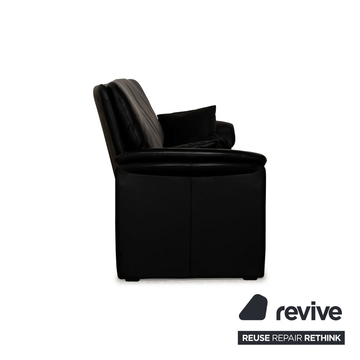 Leolux Catalpa Leather Three-Seater Black Sofa Couch