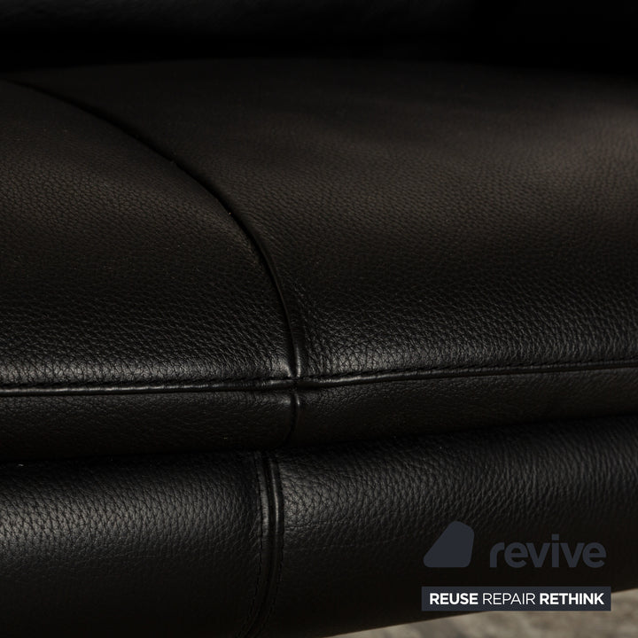 Leolux Catalpa Leather Three-Seater Black Sofa Couch