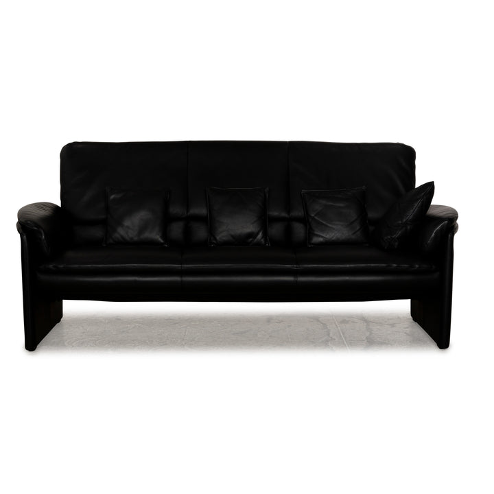 Leolux Catalpa Leather Three-Seater Black Sofa Couch