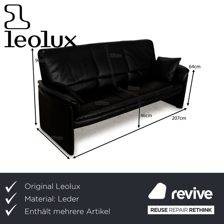 Leolux Catalpa Leder Sofa Garnitur Schwarz Dreisitzer Zweisitzer Couch