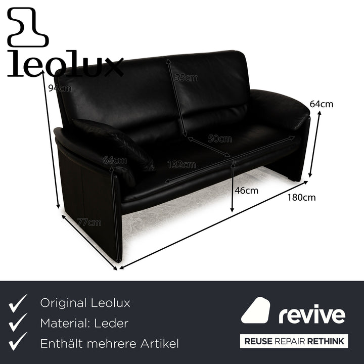 Leolux Catalpa Leder Sofa Garnitur Schwarz Dreisitzer Zweisitzer Couch