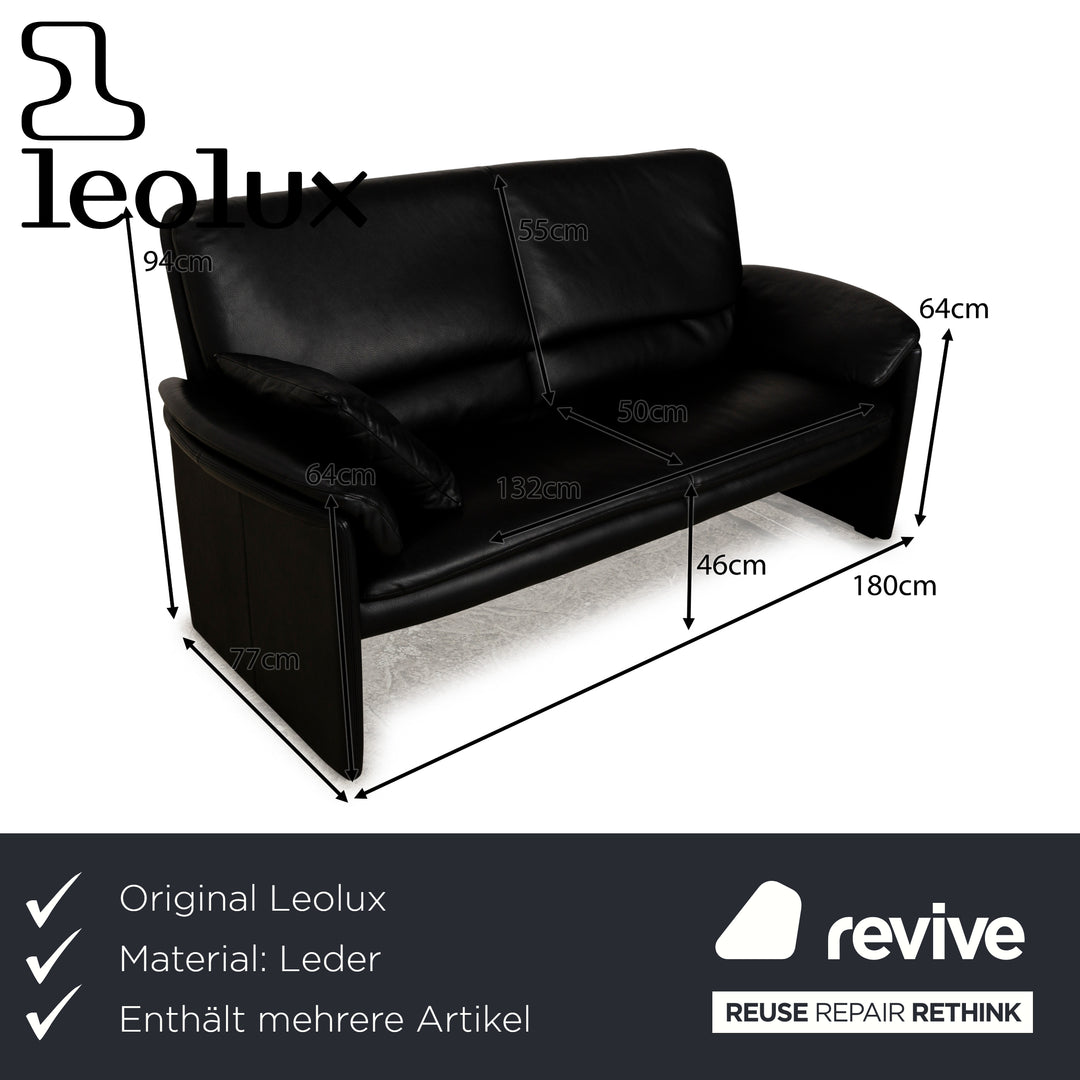 Leolux Catalpa Leather Sofa Set Black Three-Seater Two-Seater Couch