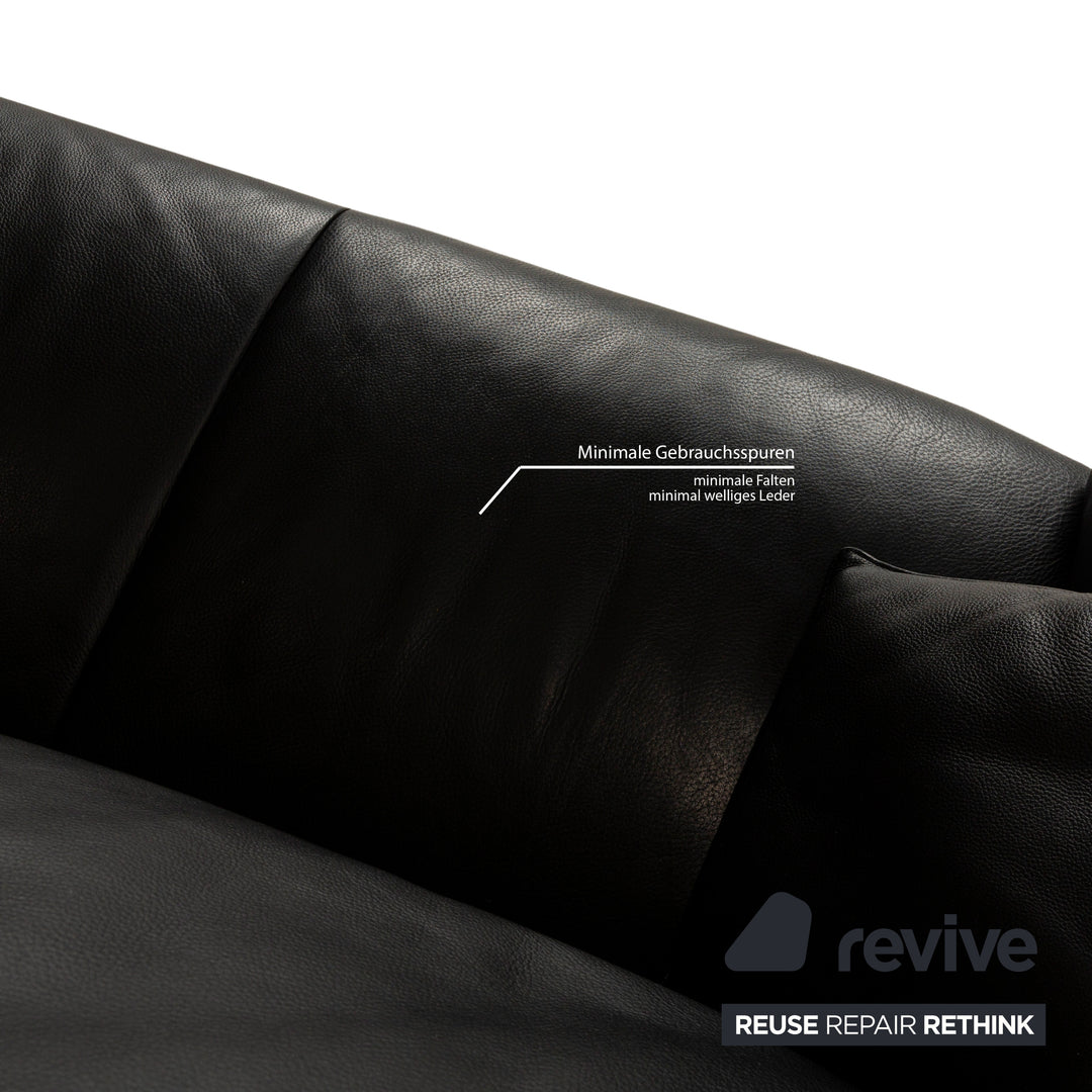 Leolux Catalpa Leather Sofa Set Black Three-Seater Two-Seater Couch