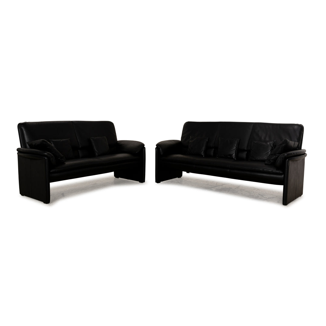 Leolux Catalpa Leather Sofa Set Black Three-Seater Two-Seater Couch