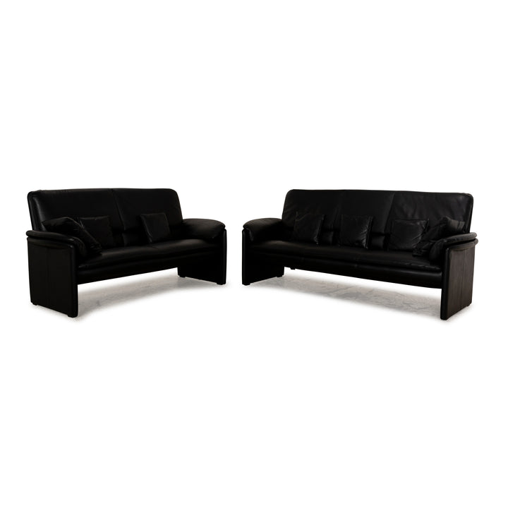 Leolux Catalpa Leather Sofa Set Black Three-Seater Two-Seater Couch