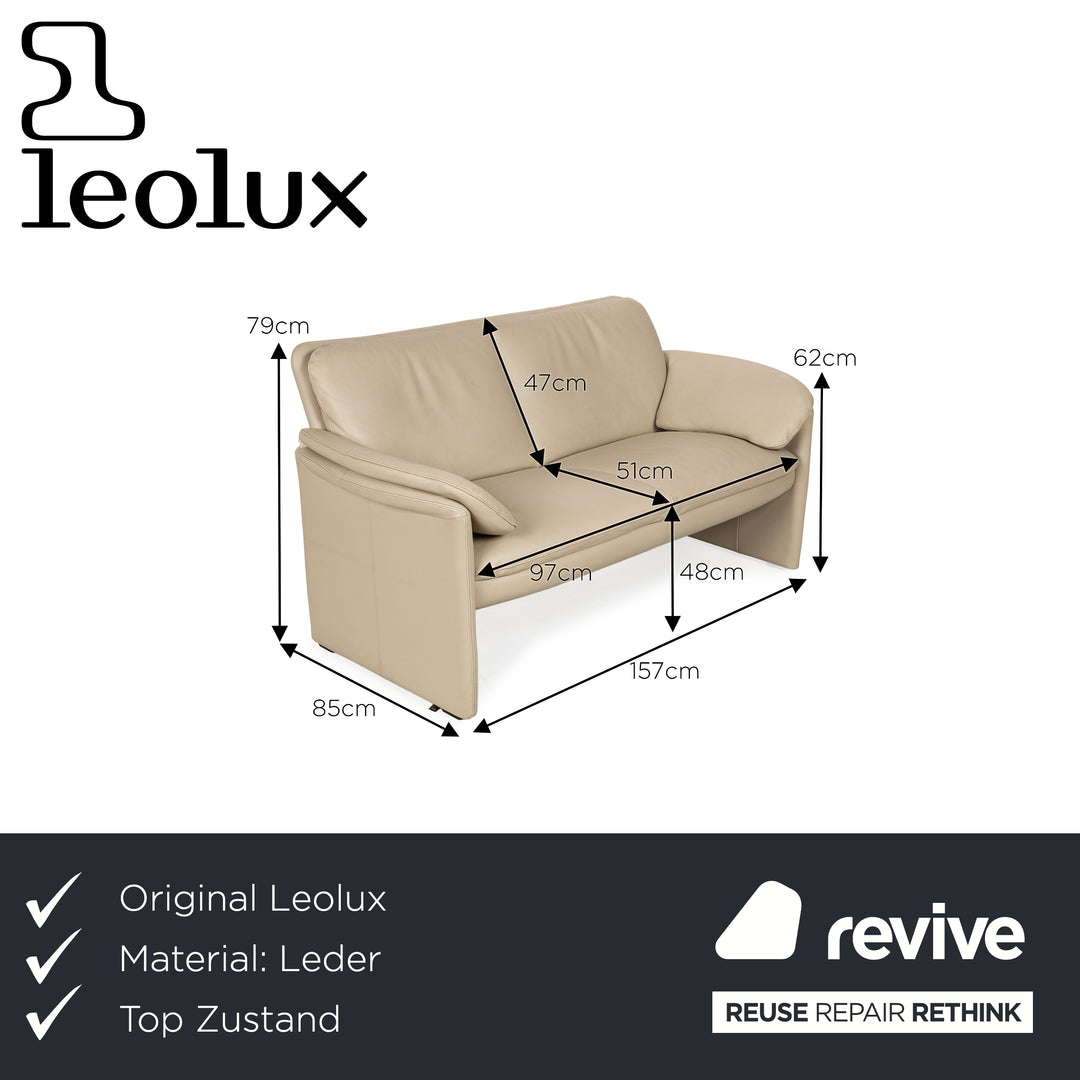 Leolux Catalpa Leather Two Seater Cream Sofa Couch