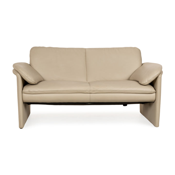 Leolux Catalpa Leather Two Seater Cream Sofa Couch