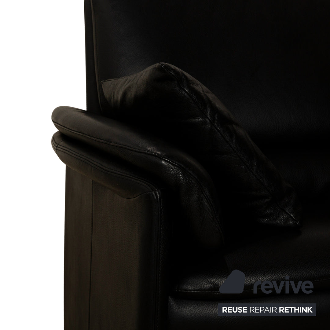 Leolux Catalpa Leather Two-Seater Black Sofa Couch