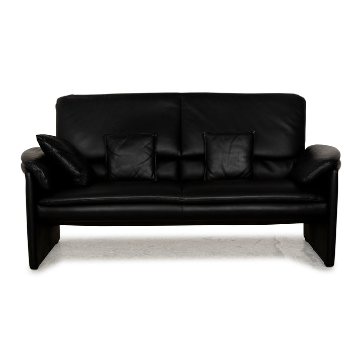 Leolux Catalpa Leather Two-Seater Black Sofa Couch
