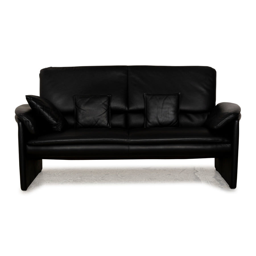 Leolux Catalpa Leather Two-Seater Black Sofa Couch