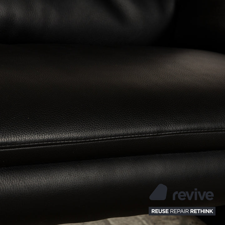 Leolux Catalpa Leather Two-Seater Black Sofa Couch