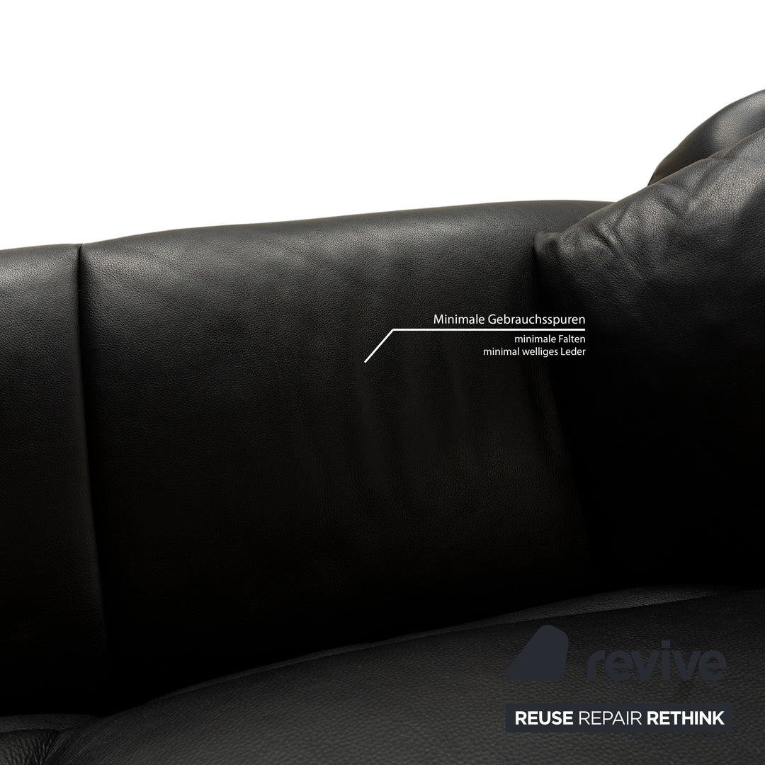 Leolux Catalpa Leather Two-Seater Black Sofa Couch