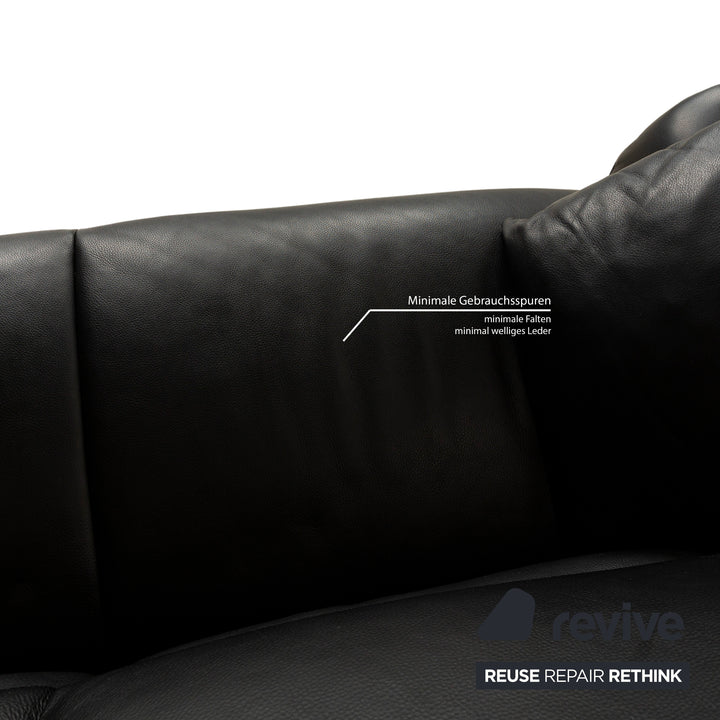 Leolux Catalpa Leather Two-Seater Black Sofa Couch