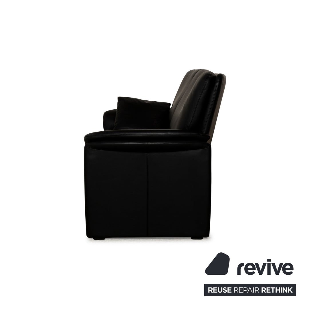 Leolux Catalpa Leather Two-Seater Black Sofa Couch