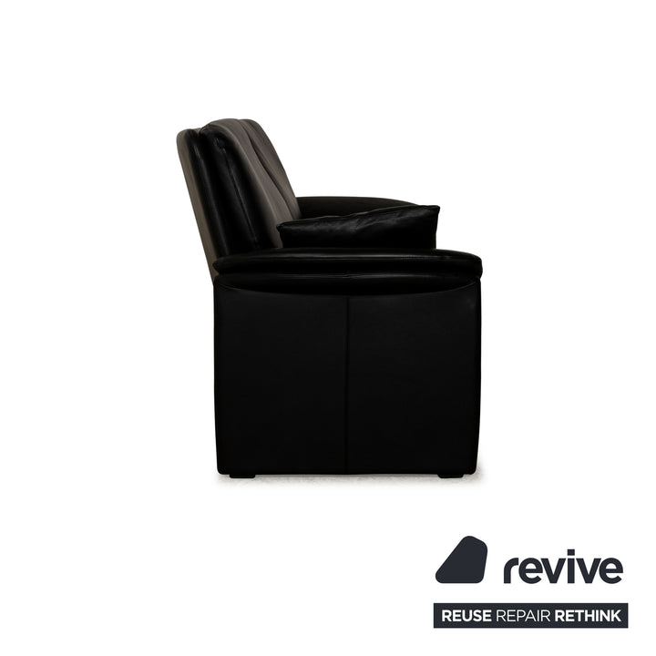 Leolux Catalpa Leather Two-Seater Black Sofa Couch